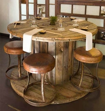 mesas de madera reciclada circular