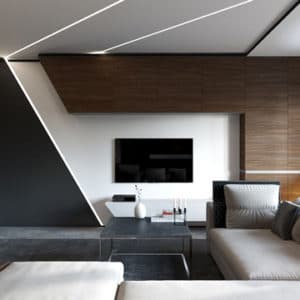 muebles para sala modernos con luces