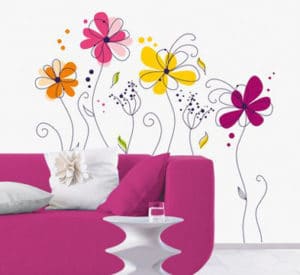 paredes decoradas con flores en vinil