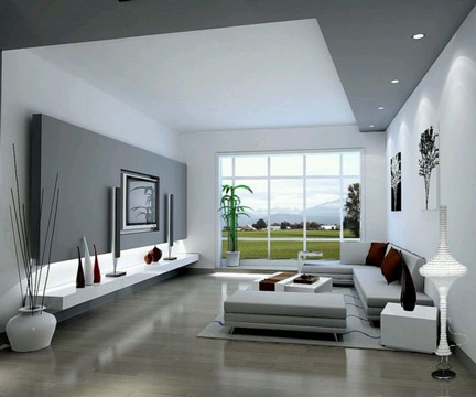 salas minimalistas pequeñas blanco gris