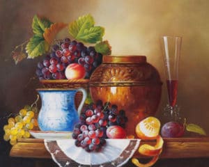 pinturas al oleo de frutas con envases