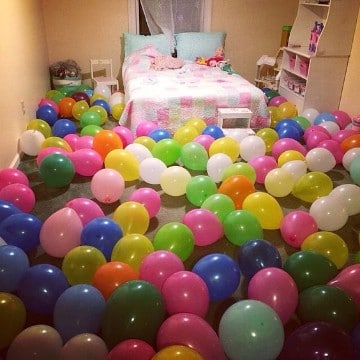 cuartos decorados con globos para cumpleaños