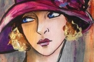cuadros de mujeres con sombrero moderna