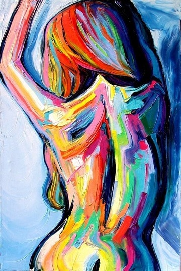 cuadros de mujeres de espalda con colores