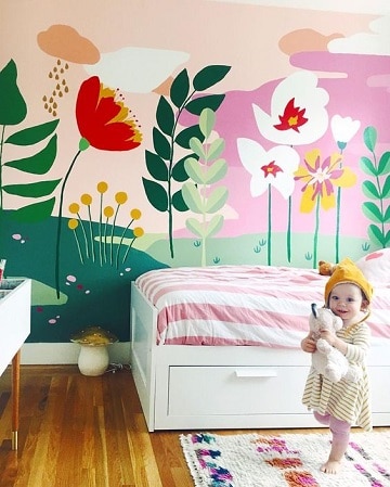 cuartos pintados para niños flores