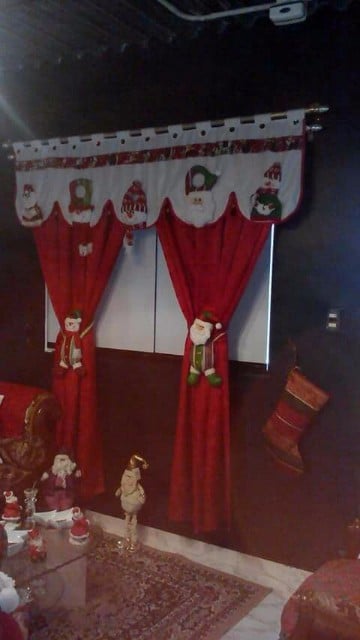 cortinas navideñas para sala con santa