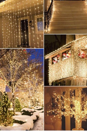 decoracion con cortinas de luces navideñas