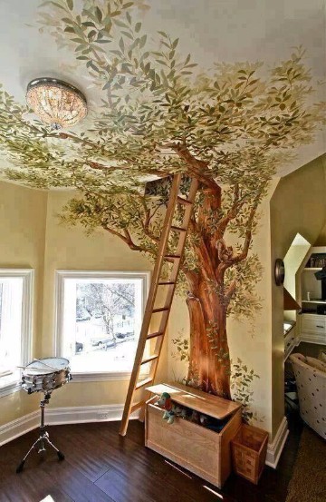 paredes decoradas con dibujos de arboles