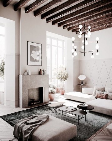 salas pequeñas con chimenea minimalista