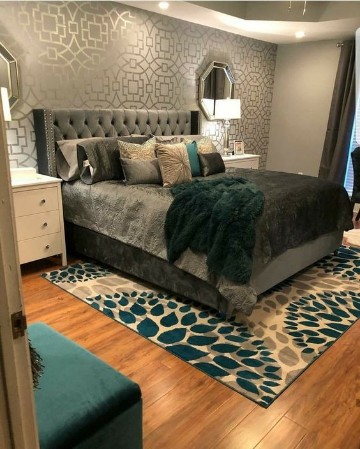 tipos de alfombras para dormitorios azul