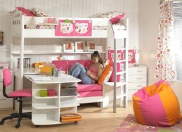 camas para niñas con escritorio modernas