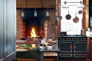 Hermosas y elegantes cocinas rusticas con chimenea