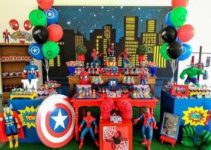 Original y divertida decoracion de avengers para fiesta