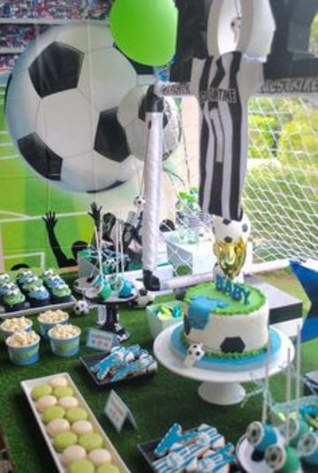 cumpleaños de futbol para niños y baby shower