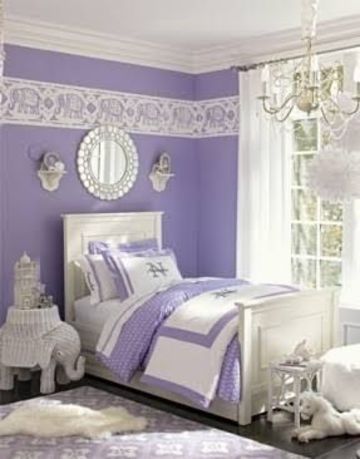 dormitorios de color lila y blanco de niña