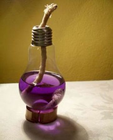 como hacer una lampara de aceite con un bombillo