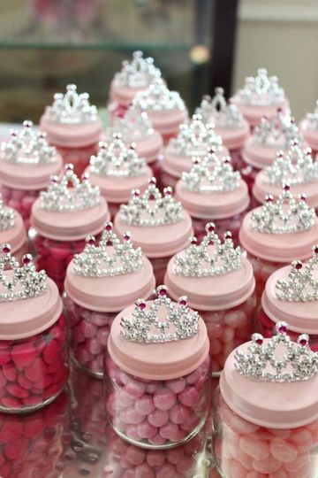 frascos de gerber decorados para fiestas de niñas