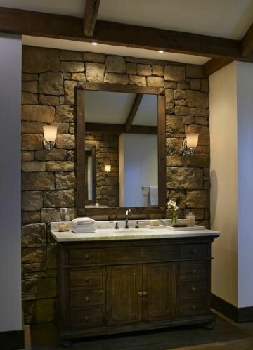 espejos de madera para baños rusticos