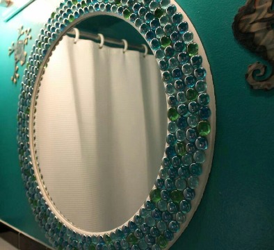 espejos decorados para baños manualidades