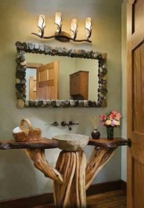 espejos decorados para baños rusticos