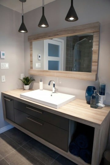 imagenes de espejos de madera para baños