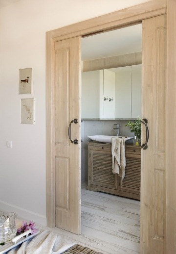 puertas de baño de madera corredizas