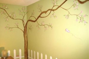 4 obras basadas en pinturas de arboles en la pared