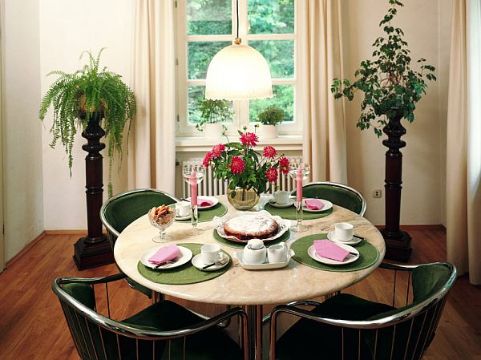 decoracion de sala comedor pequeña con plantas