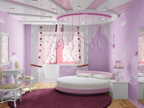 decoracion de habitaciones para niñas camas redondas