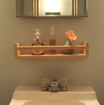 repisas de madera para el baño con espejo