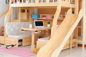 camas de madera para niños con resbaladilla