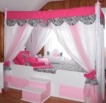 camas modernas para niñas con dosel