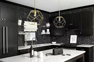 4 diseños en cocinas blanco con negro modernas