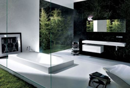 diseños de baños modernos con naturaleza