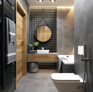 diseños de baños modernos texturas en muros