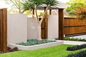 Jardines pequeños para frentes de casas con 3 materiales