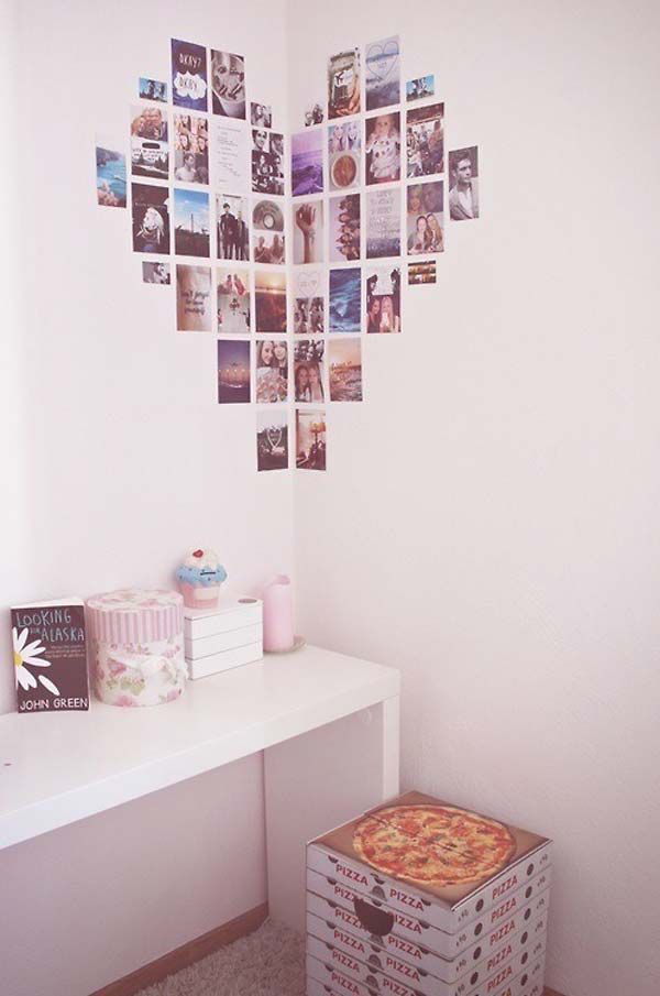 como decorar tu cuarto con fotos formando figuras