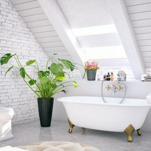fotos de como decorar un baño con plantas y tinas