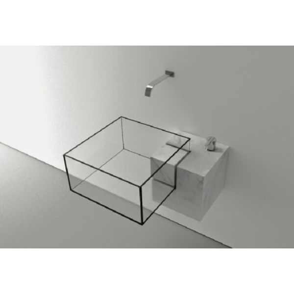 diseño de casas minimalista lavabo marmol y cristal