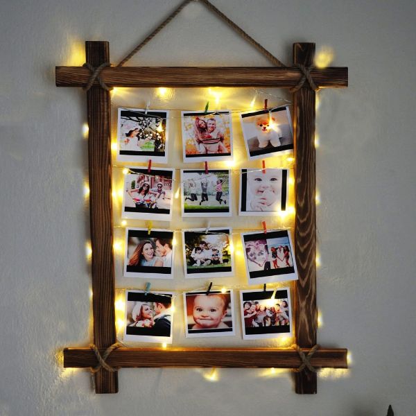 decoración con luces y fotos ideas en marcos