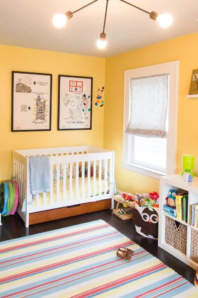 decoracion cuarto de bebe unisex amarillo