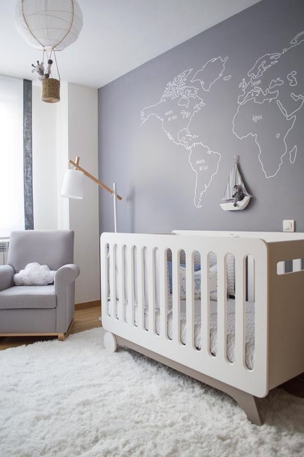 decoracion cuarto de bebe unisex gris
