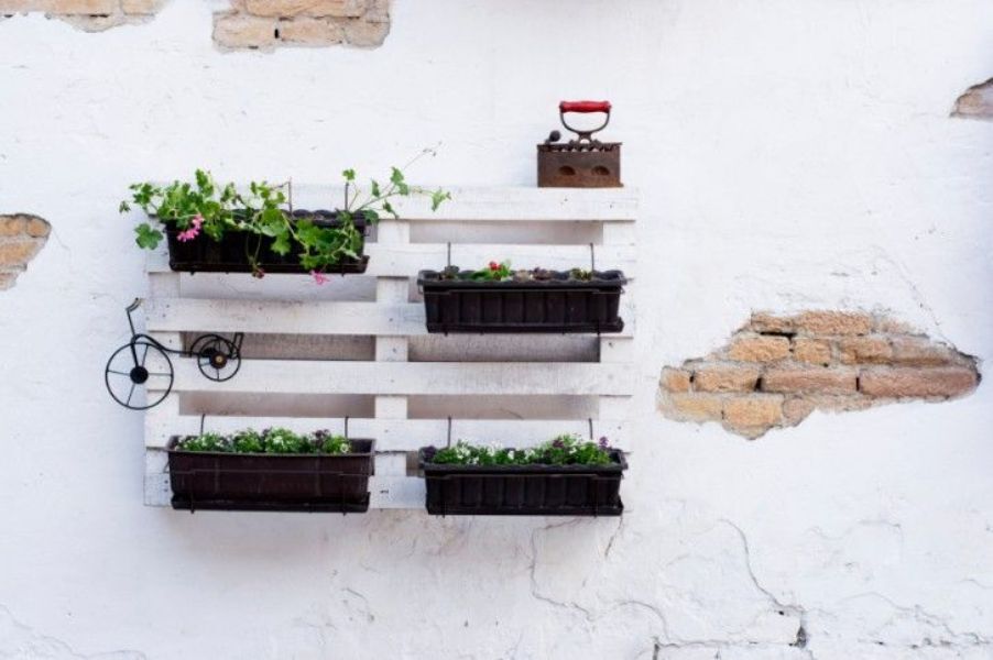 decoracion para terraza con palets pequeñas para estilo vintage