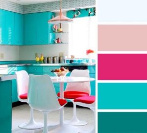 colores para decorar cocina rosa y turquesa