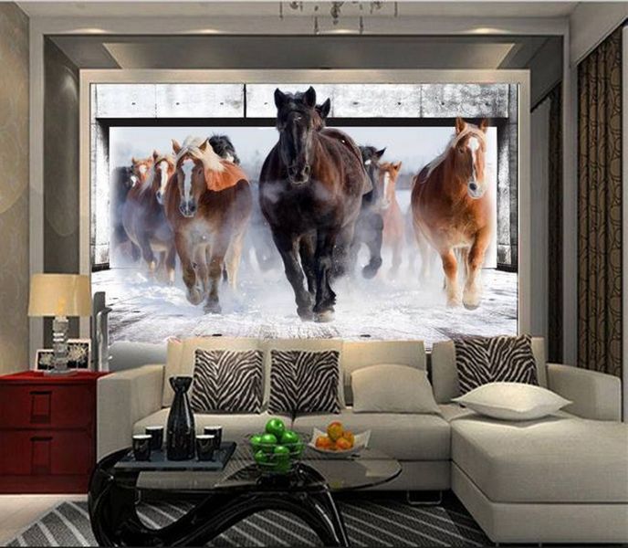 decoracion cuadros de caballos para sala efecto 3d