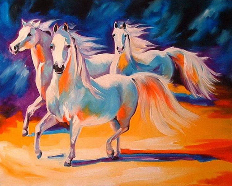 decoracion cuadros de caballos para sala pinturas coloridas