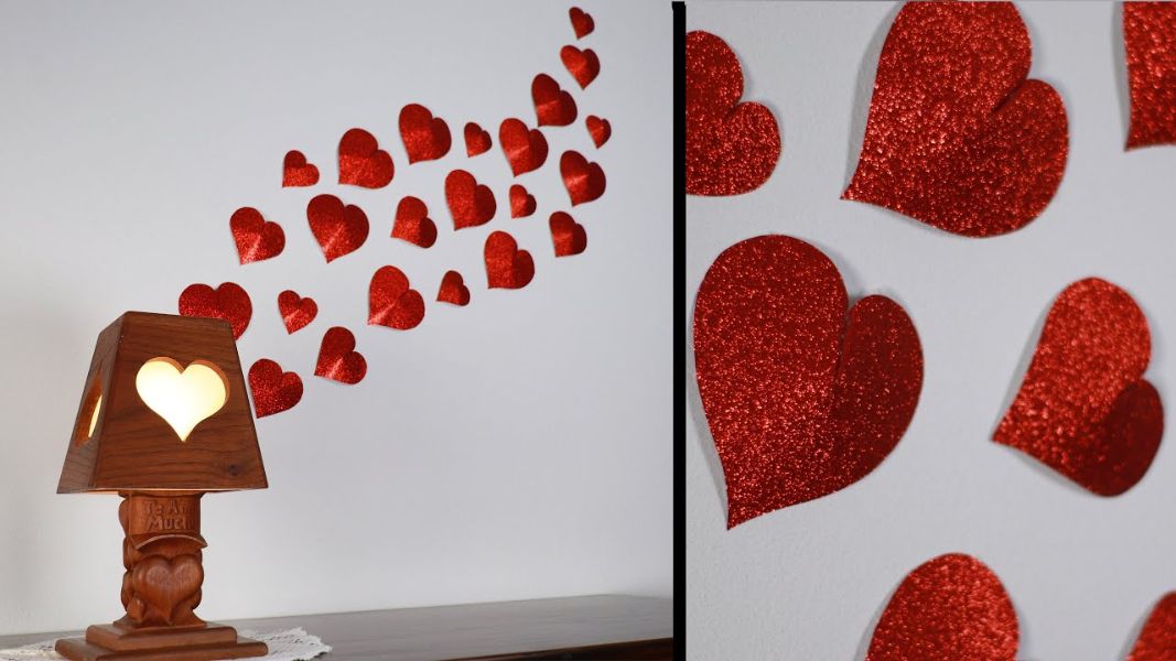 decoración habitación para mamá corazones en las paredes