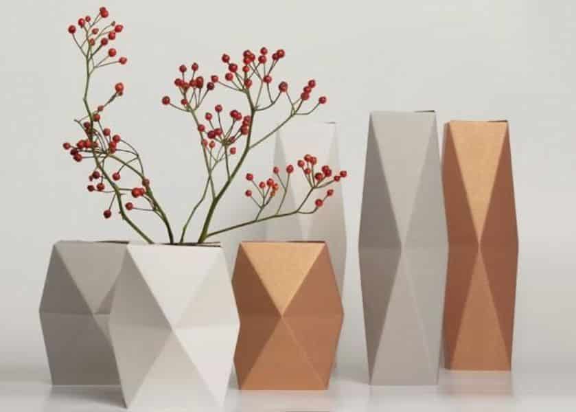 floreros de cartón modernos geometricos