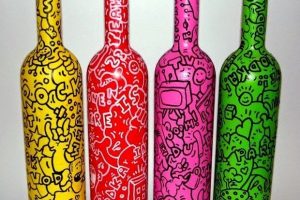 Decoración con pinturas en botellas de vidrio 2022