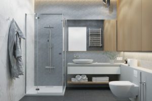 Elegantes baños color gris y beige 3 combinaciones